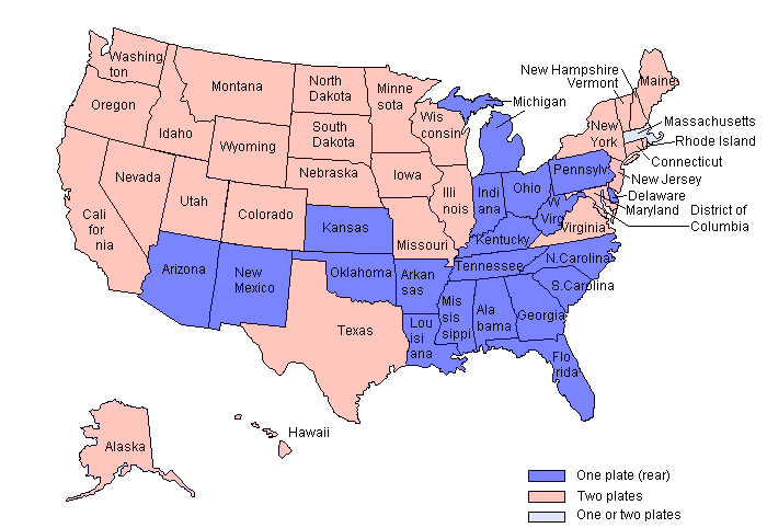 Front and Rear License Plate Requirements license plates