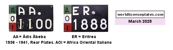 Italian East Africa (Abyssinia) license plates