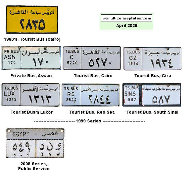 Bus (Tourist, Private) license plates