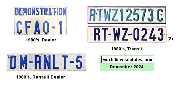 Dealer, Transit license plates