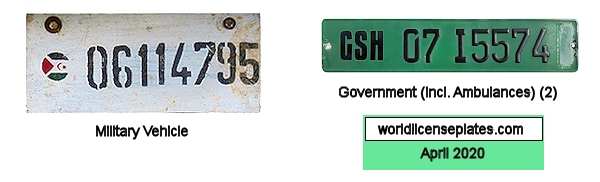 Sahrawi Arab Democratic Republic (SADR) license plates