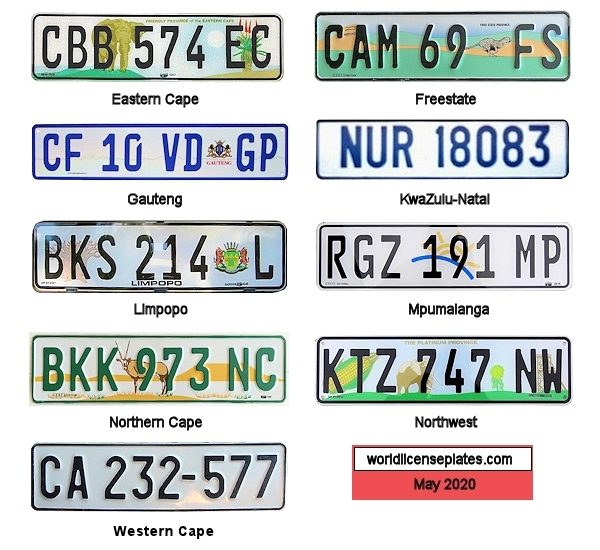 Provinces Since 1994 license plates