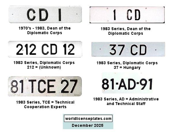 Diplomatic Corps and Related license plates