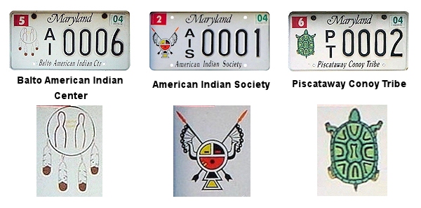 Native Americans in Maryland license plates