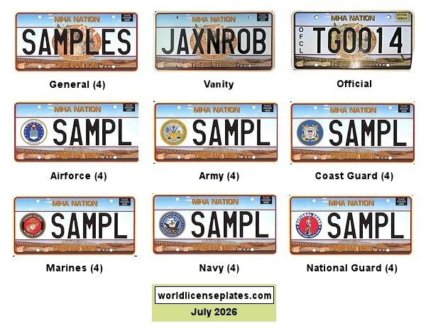 Mandan, Hidatsa and Arikara Nations license plates