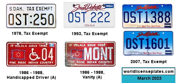 Other Oglala Sioux Plates license plates