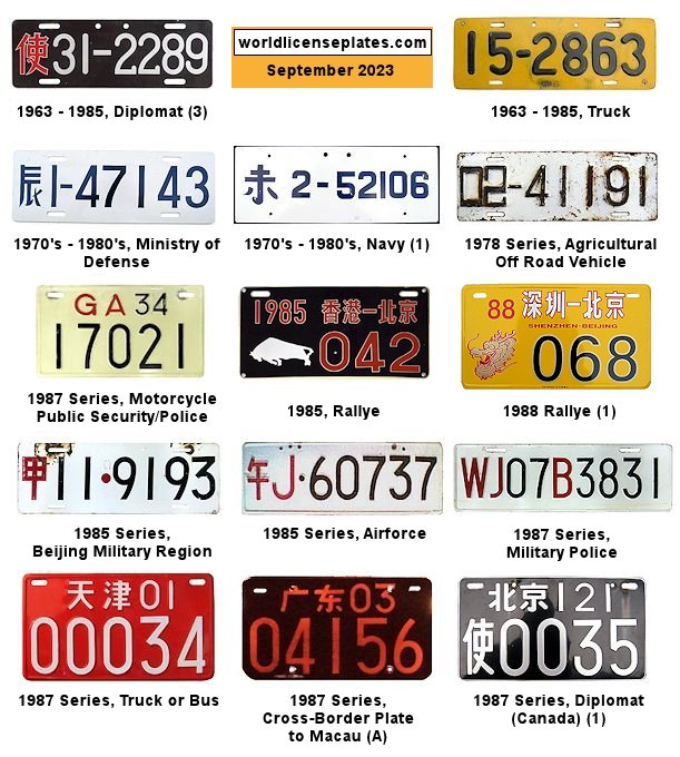 CHINA license plates