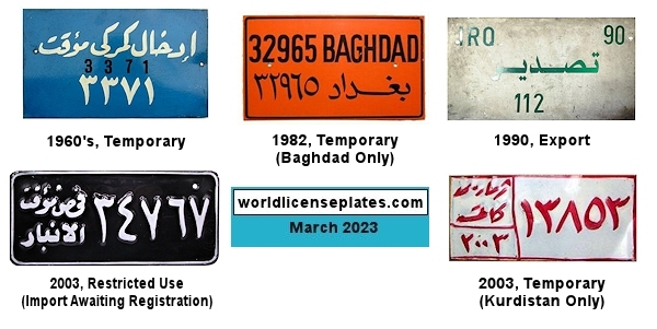 Temporary, Export, Import license plates