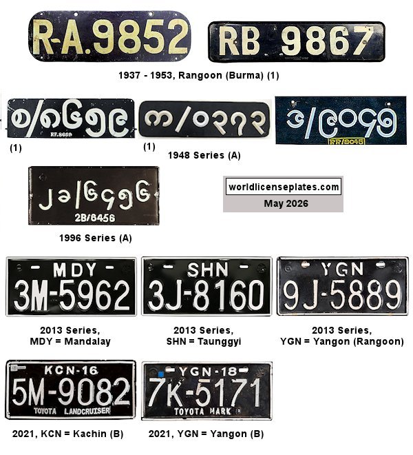 Passenger, Bus, Truck license plates