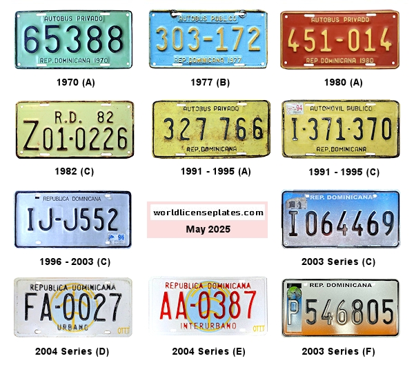 Bus (Private, Mini, Urban) license plates