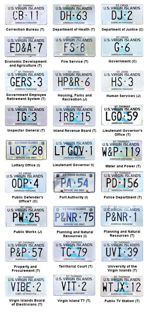 Government Departments license plates