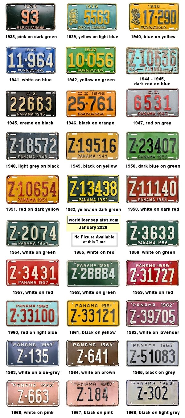 US Personnel in the Panamá Canal Zone license plates