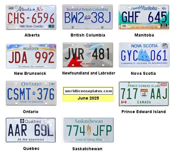 Provinces license plates
