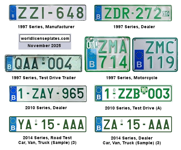 Dealer, Manufacturer, Road Test license plates