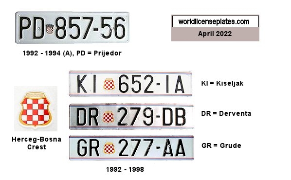 Herzeg-Bosna - Croatian Area license plates