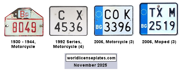 Motorcycle, Moped license plates