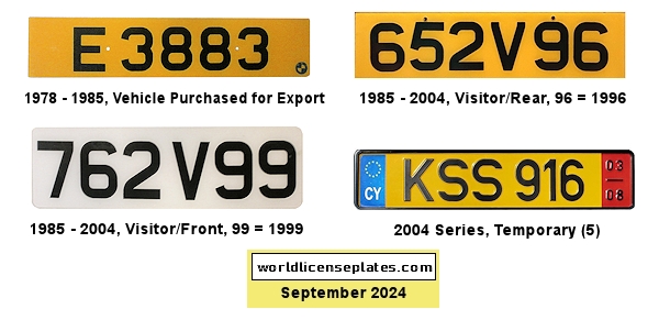 Temporary, Export, Visitor license plates
