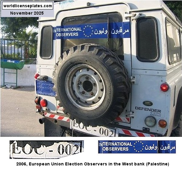 In Palestine (West Bank) license plates
