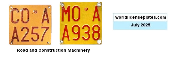 Road and Construction Machinery license plates