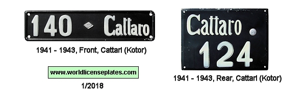 Italian Occupied Montenegro license plates