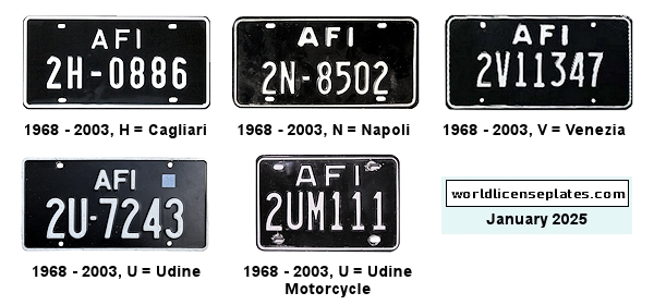 Allied Forces, Second Car or Motorcycle (1968 - 2003) license plates