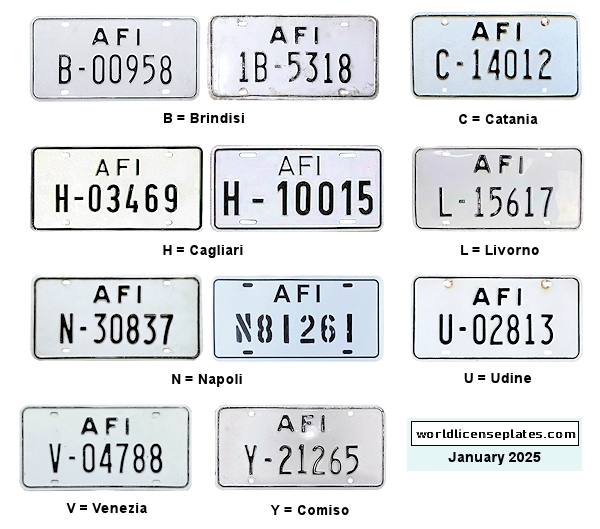 Allied Forces (1968 - 2003) license plates