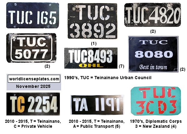 Teinainano (South Tarawa) license plates