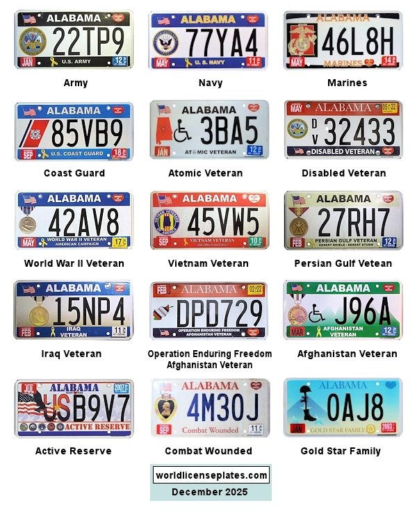 Military Related license plates