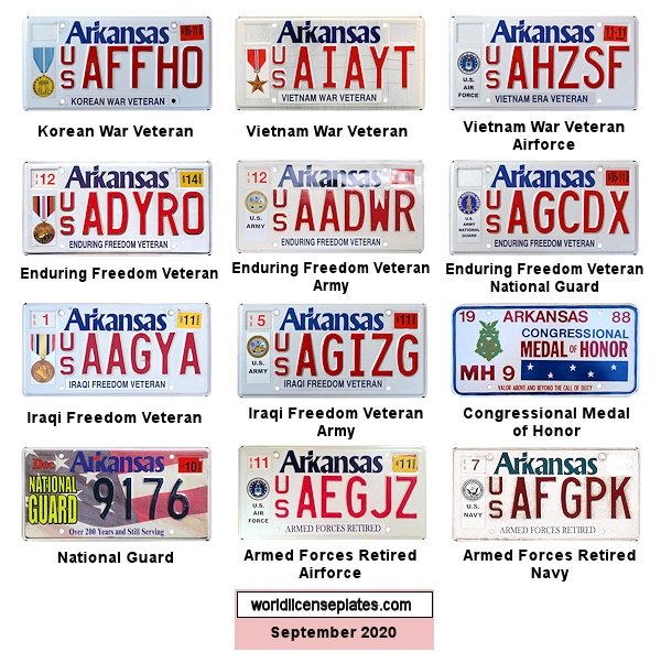 Military Related license plates