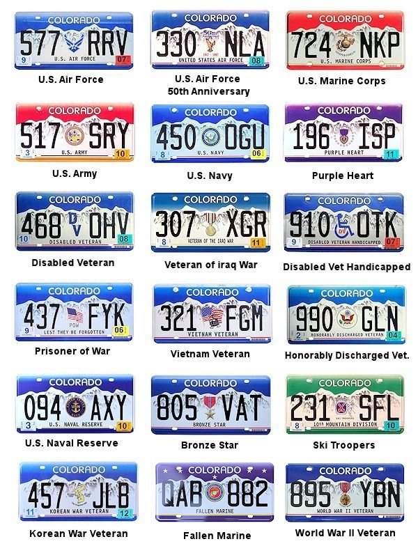 Military Related license plates
