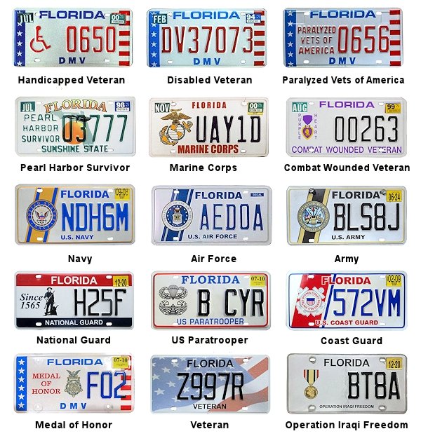 Military Related license plates
