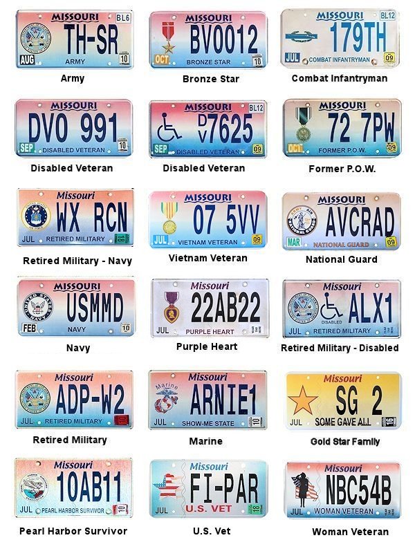 Military Related license plates