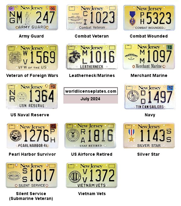 Military Related license plates