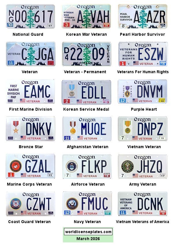 Military Related license plates