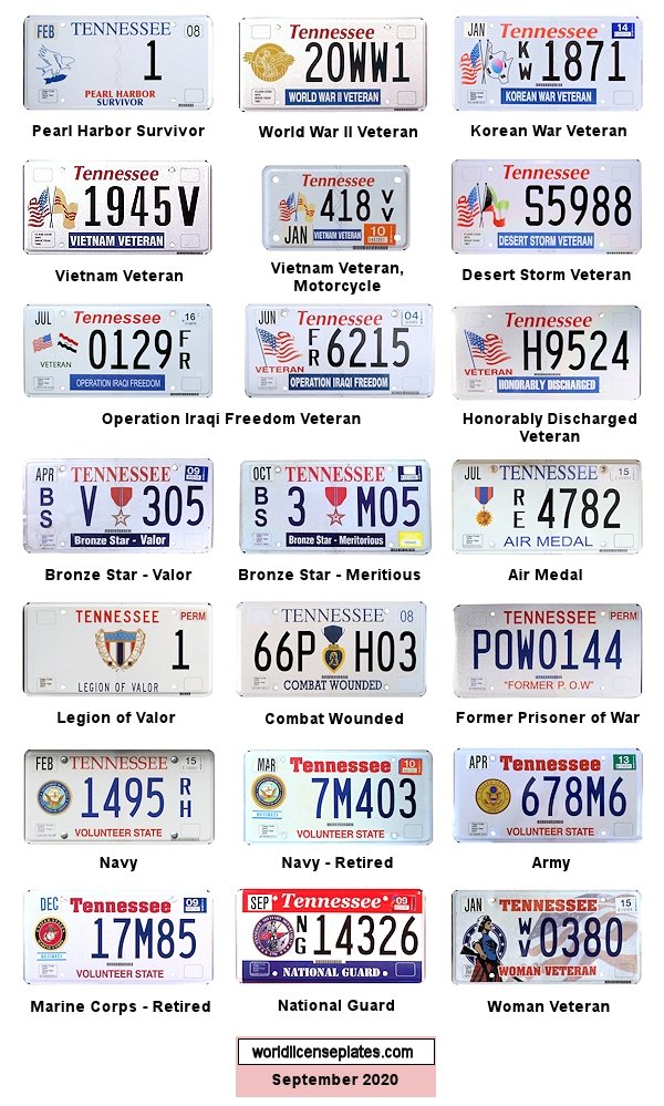 Military Related license plates