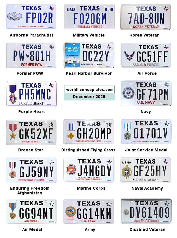 Military Related license plates