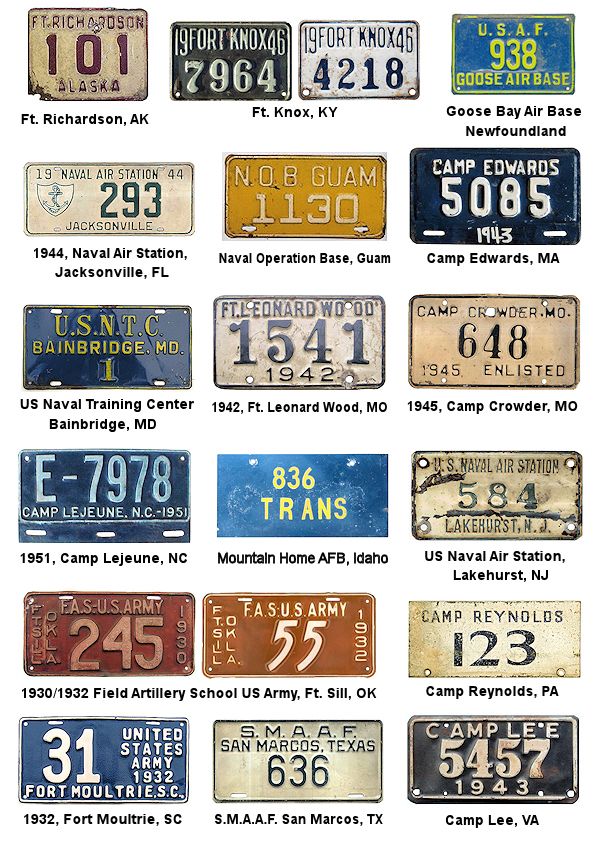 Historic Military Bases license plates