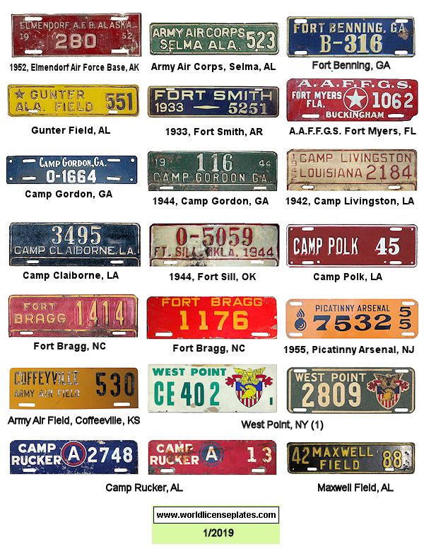 Historic Military Bases license plates