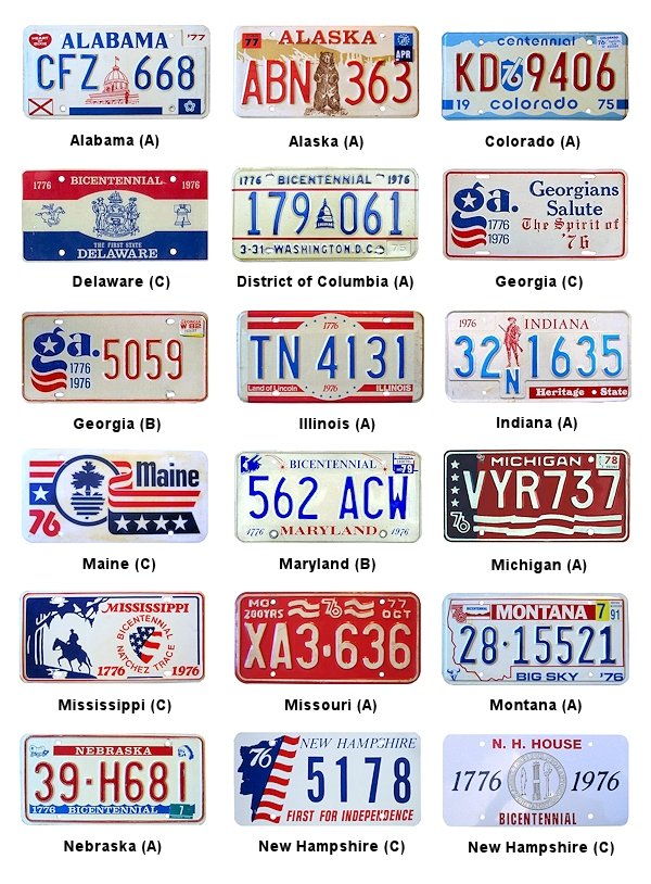 Bicentennial License Plates license plates