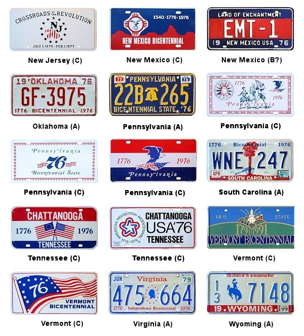 Bicentennial License Plates license plates
