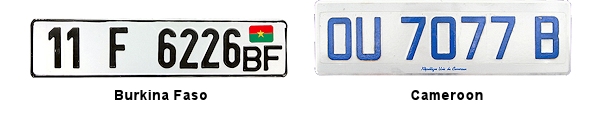 Africa license plates