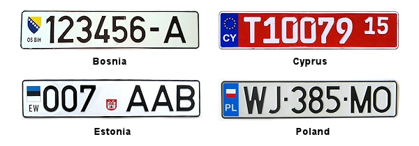 Europe license plates