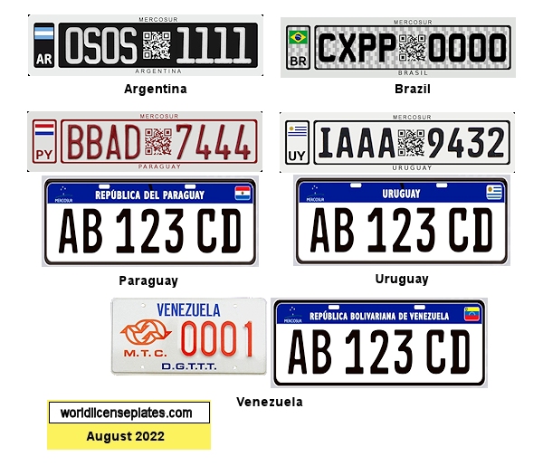 South America license plates