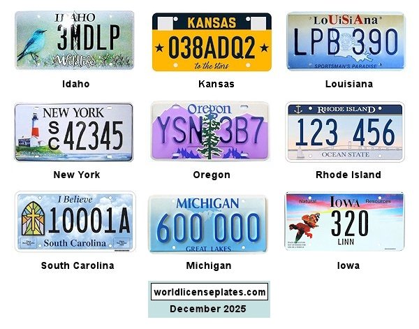 United States of America license plates