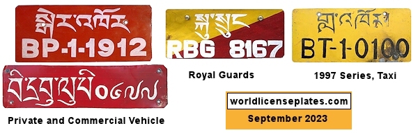 Dzongkha license plates