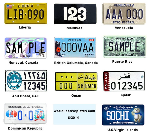 World license plates