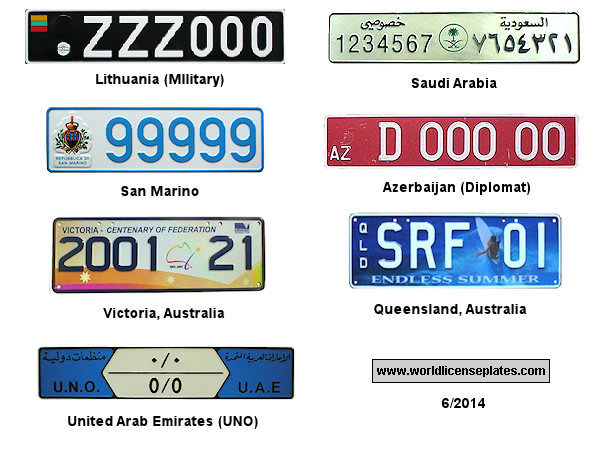 World license plates