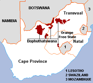Map of Bophuthatswana
