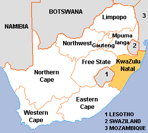 Map of KwaZulu-Natal