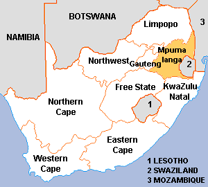 Map of Mpumalanga